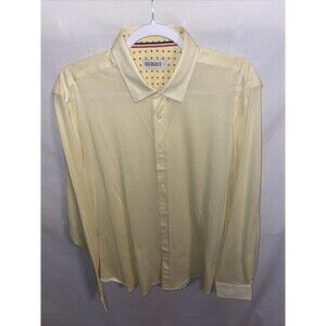 Reserve Dress Shirt Men’s Size Large Yellow Button Up Long Sleeve Cotton Linen